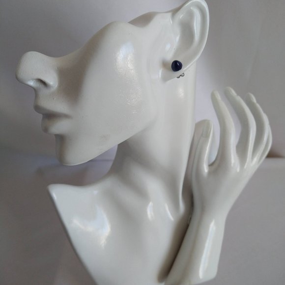 Handmade blue polymer clay earrings. Boucles d'oreilles fait à la main - Picture 6 of 9